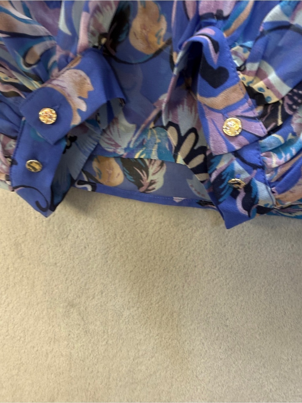 Chico's Purple-Blue Floral Georgette Blouse Size 20 Top - Picture 5 of 8